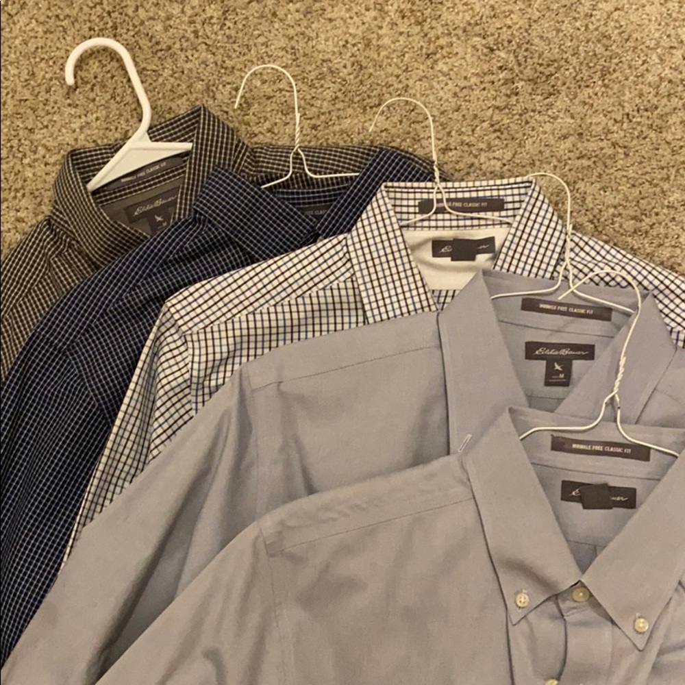 (5) Eddie Bauer shirts with button-down collar